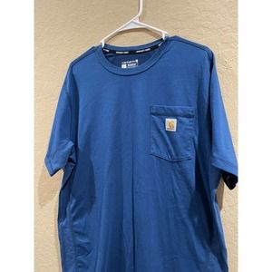 NEW Carhartt Force T-Shirt Mens Large Logo Pocket Short Sleeve Relaxed Blue
